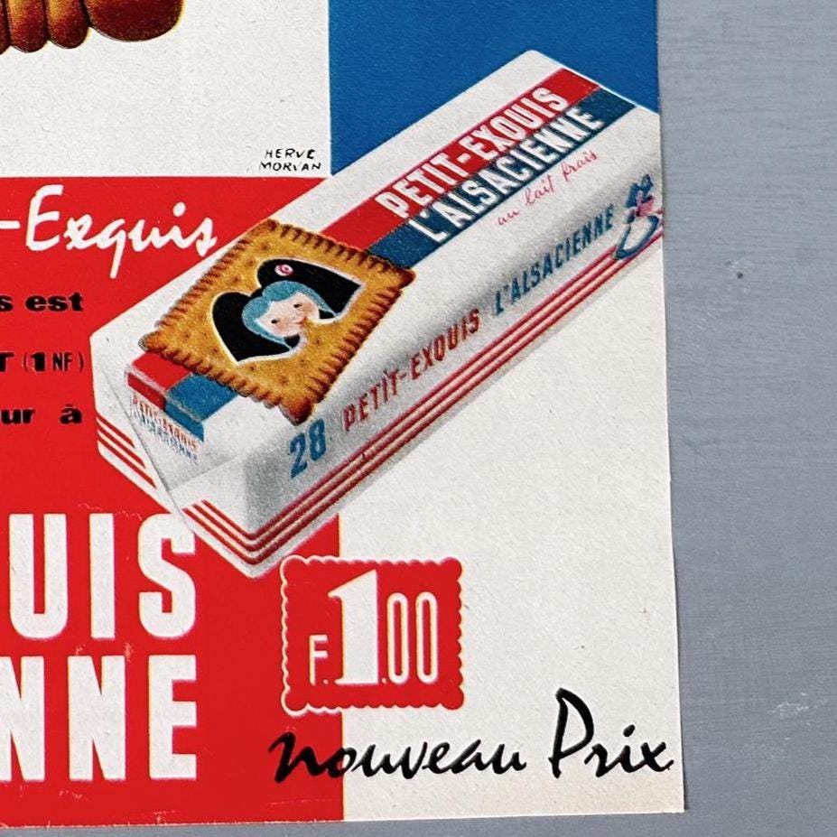Vintage French Cookies and Biscuits Ad Poster: Herve Morvan Print