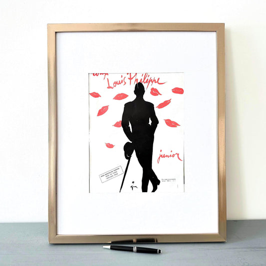 Vintage Red Lipstick Ad: Rene Gruau Vogue Print, Rare Boheme Wall Art