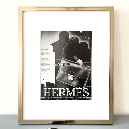 Original 1930s Vintage Hermes Bag Ad Print: Rare Authentic Luxury Brand Poster