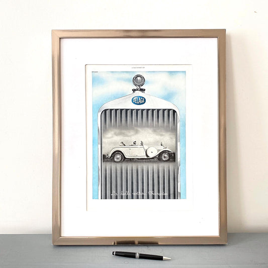 French Vintage Car Ad: Classic Delage Automotive Poster, Ready to Frame