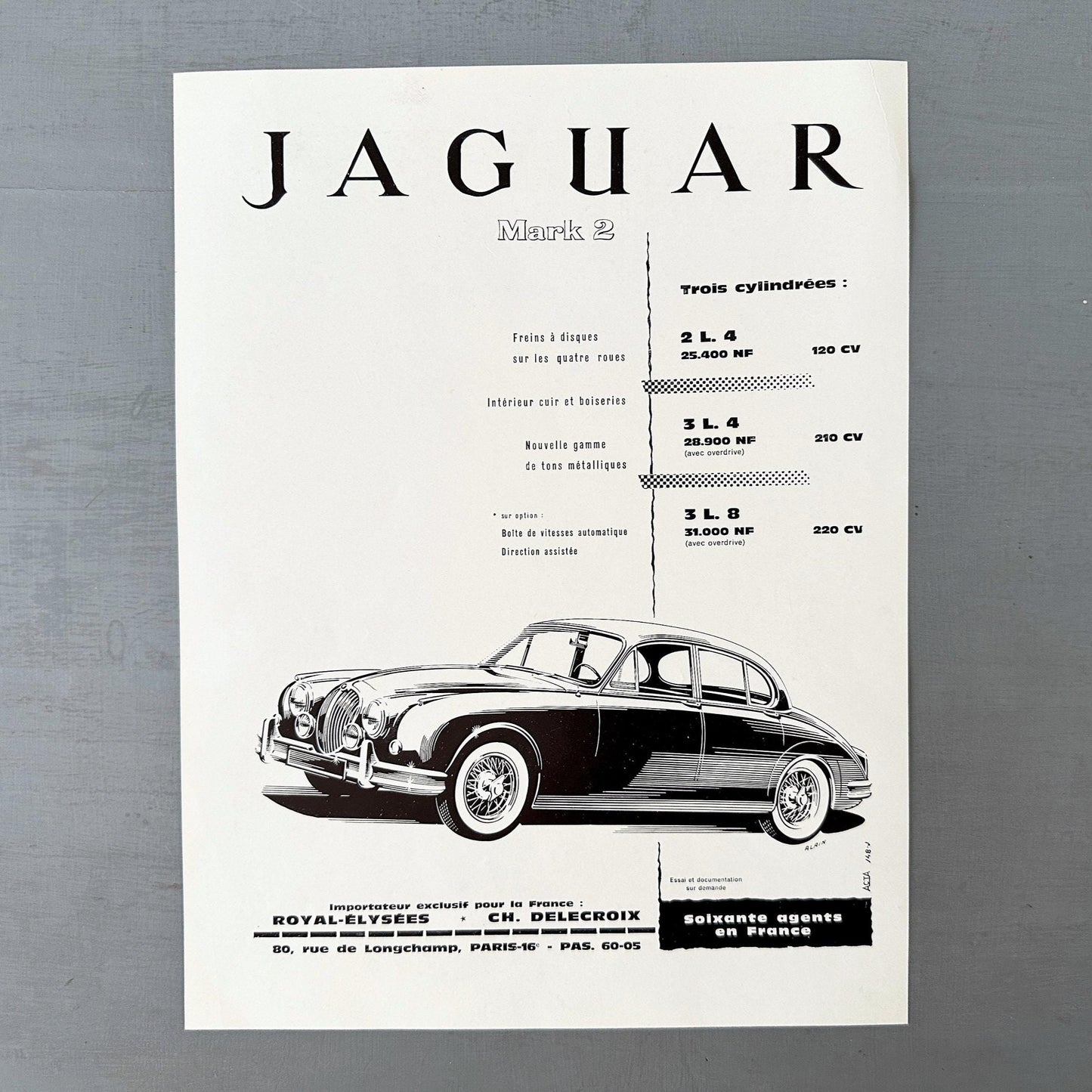 1950s Jaguar Car Ad Poster: Vintage Automobile Garage Wall Art