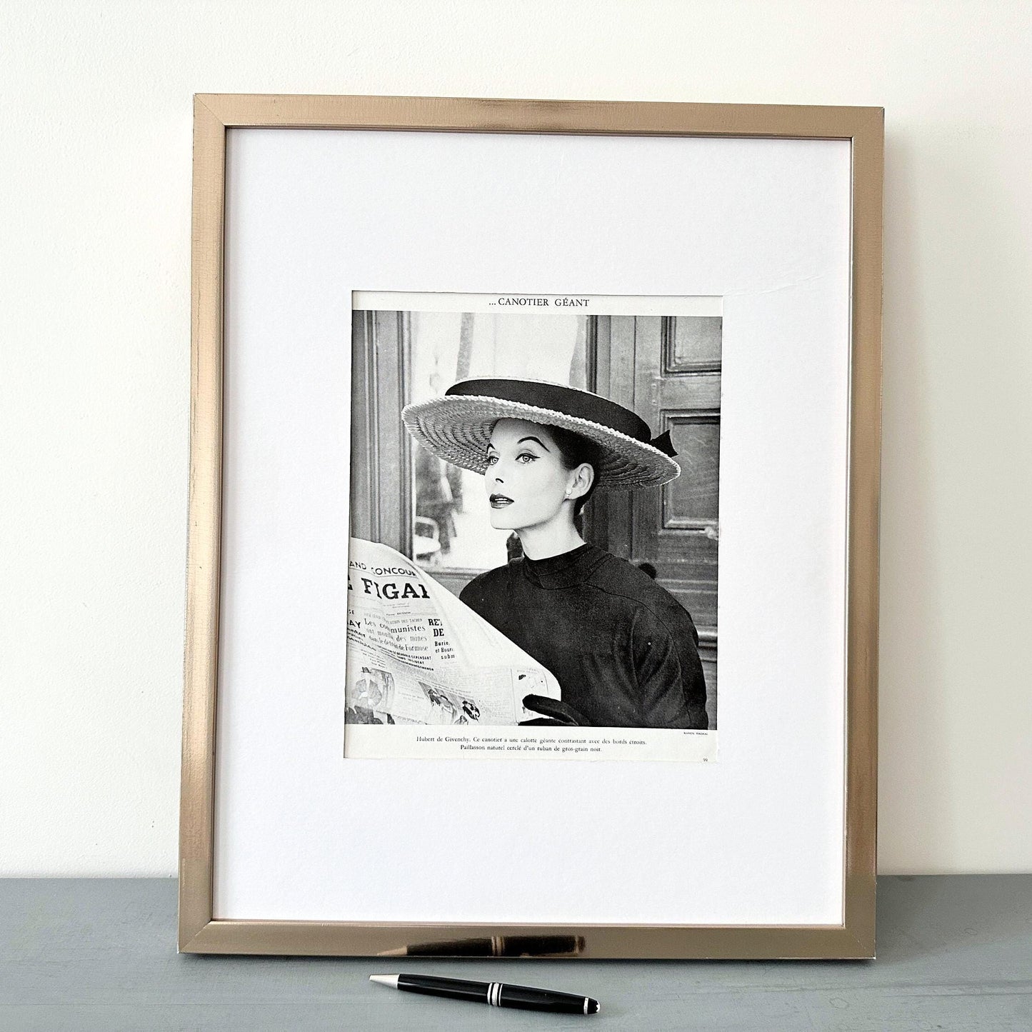 Vintage Vogue Fashion Print: Paris Woman in Givenchy Hat