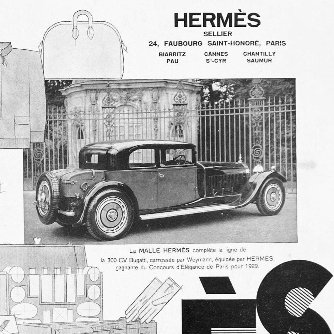 Original 1930s Vintage Hermes Advertisement Print: Car & Travel Accessories  Poster