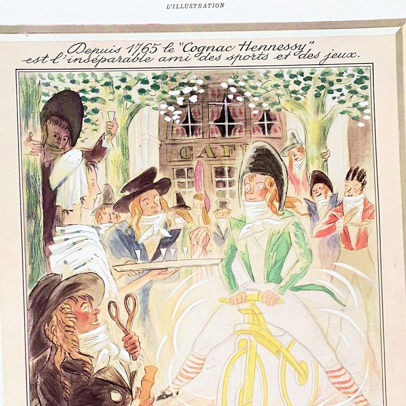 Vintage 1930s Hennessy Cognac Advertisement: Rare French Alcohol Wall Art