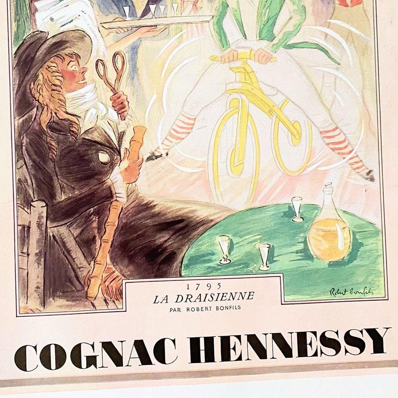 Vintage 1930s Hennessy Cognac Advertisement: Rare French Alcohol Wall Art