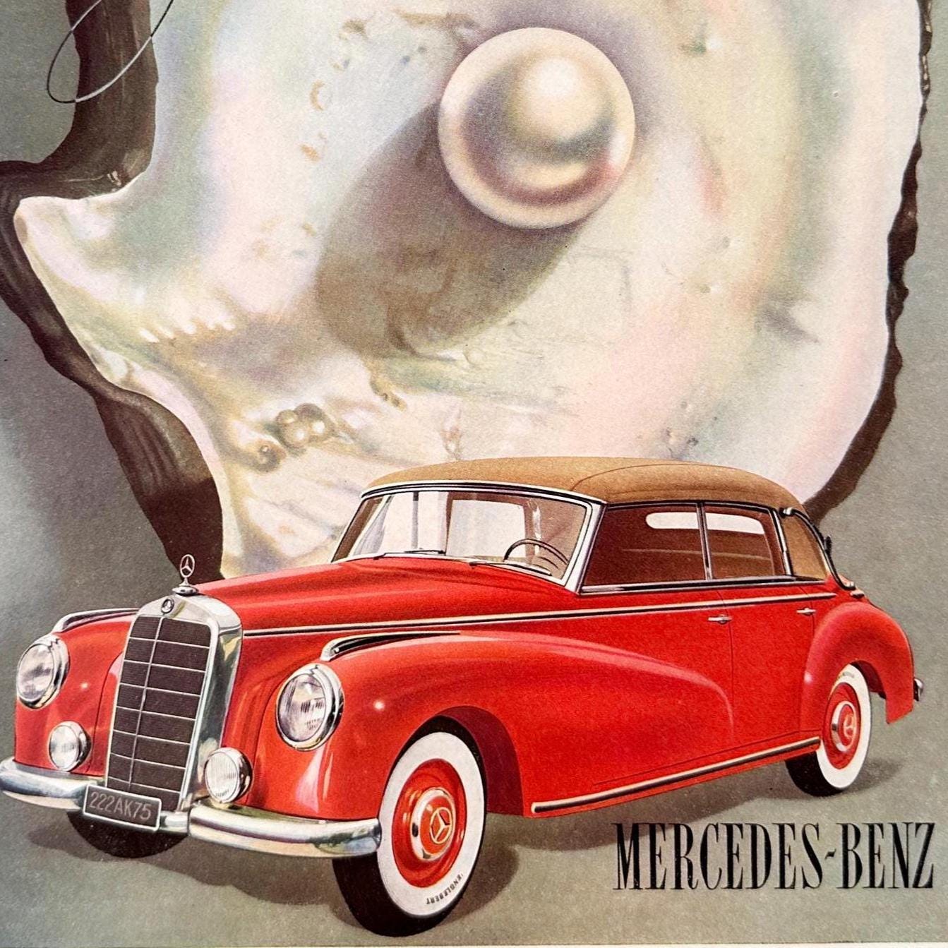 Vintage Mercedes 300S Car Ad: Rare Authentic Automotive Poster