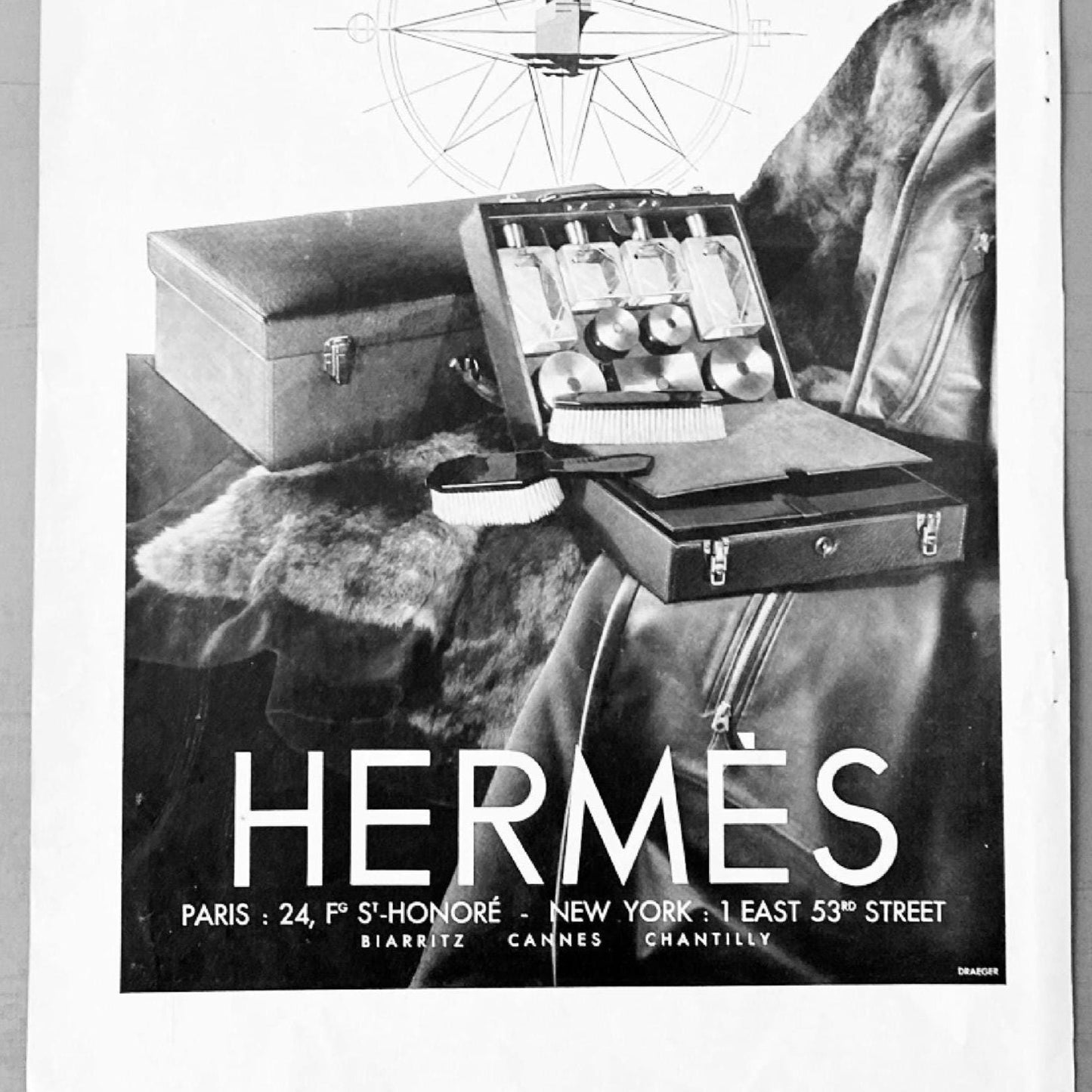 Original 1930s Vintage Hermes Wall Art Ad Print: Authentic Fashion Poster