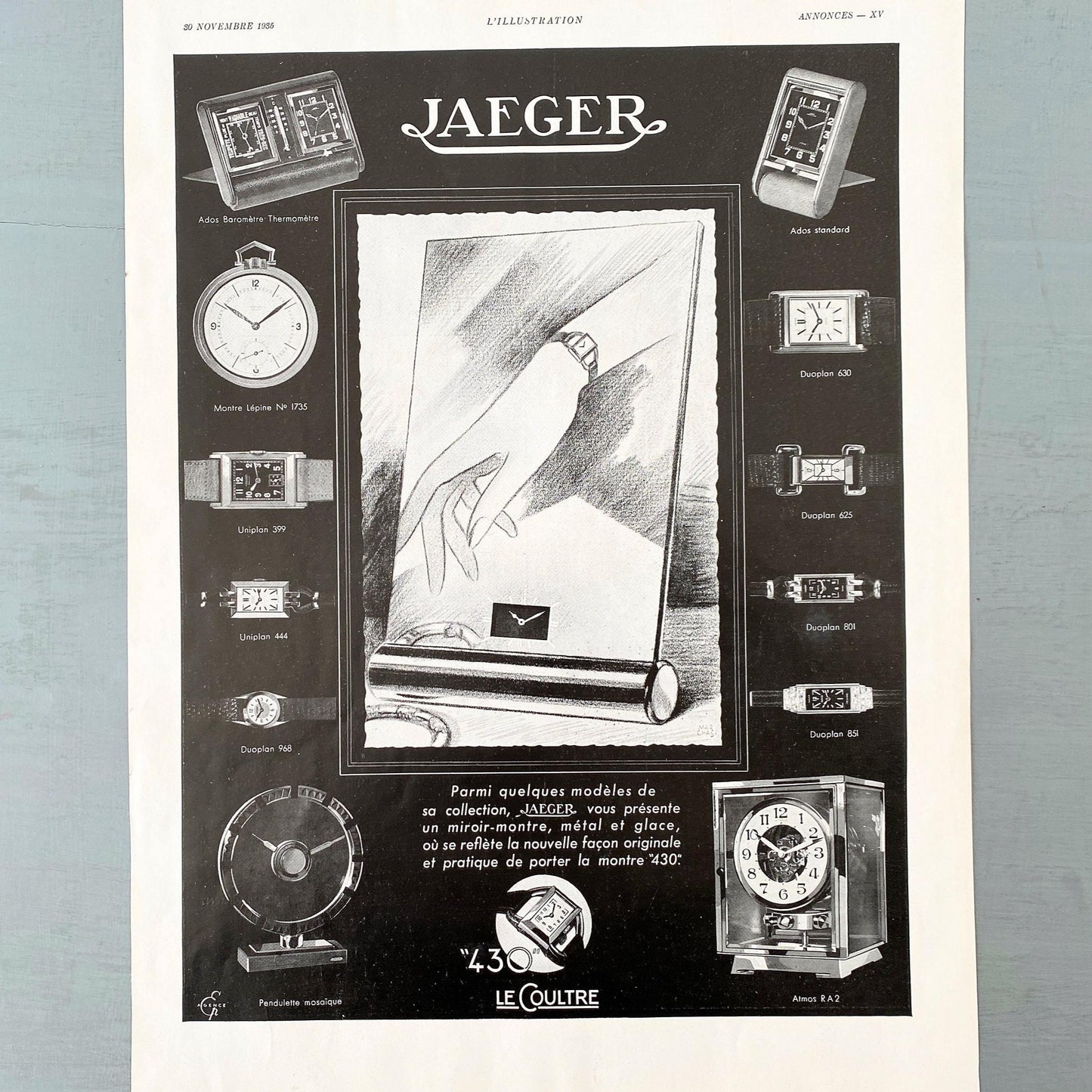 Vintage Jaeger Lecoultre Watch Ad Print: 1930s Rare Collectible