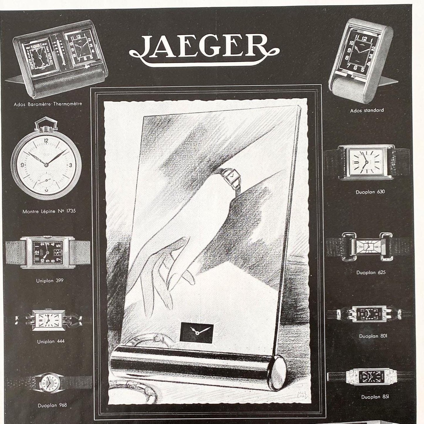 Vintage Jaeger Lecoultre Watch Ad Print: 1930s Rare Collectible