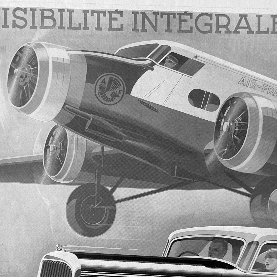 French Vintage Car Drawing Ad Poster: Minimalist Garage Art Print by Alexis Kow