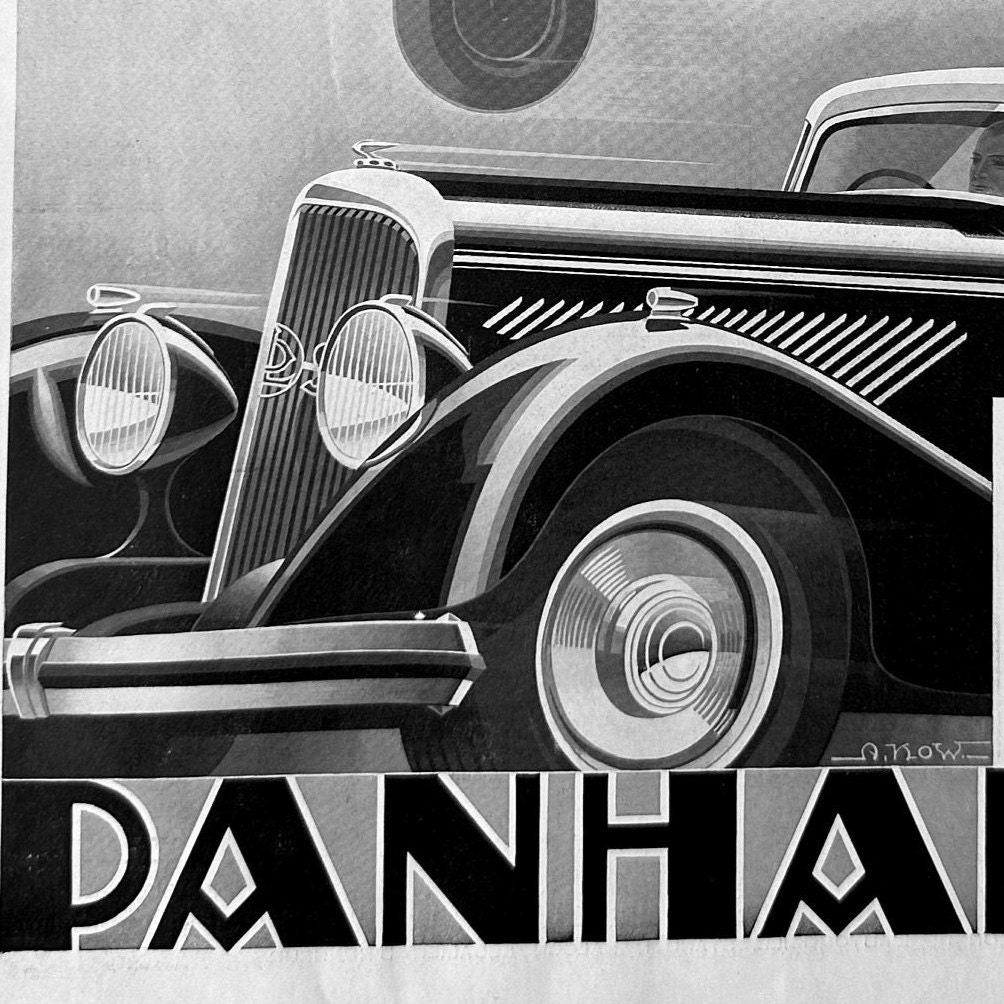 French Vintage Car Drawing Ad Poster: Minimalist Garage Art Print by Alexis Kow