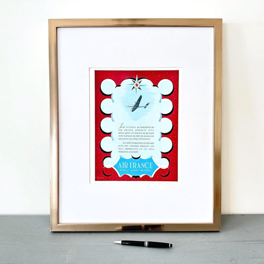 1950s Air France Ad Poster: Mid-Century Modern Travel Wall Art