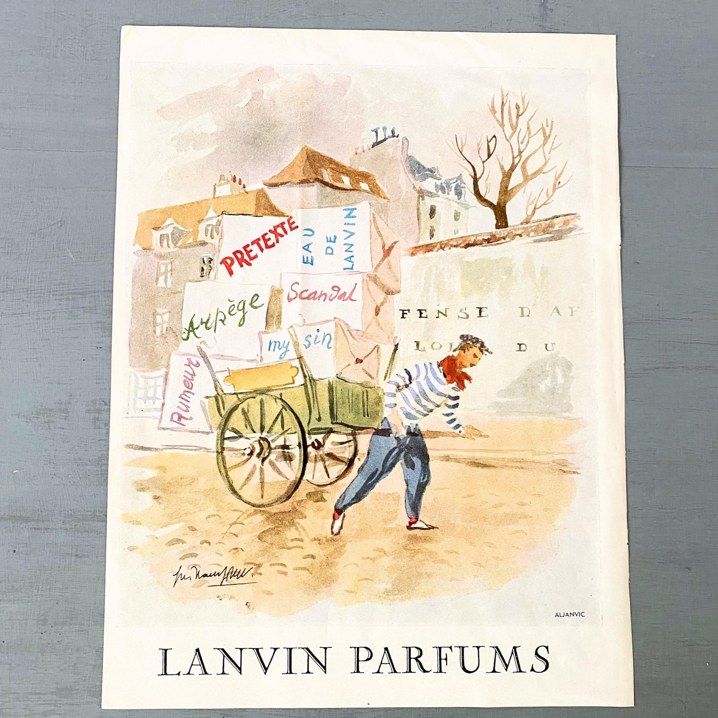 Original 1950s Vintage Lanvin Perfume Ad Wall Art Print: Paris Perfume Poster