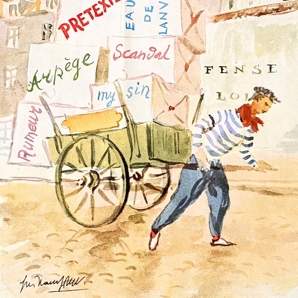 Original 1950s Vintage Lanvin Perfume Ad Wall Art Print: Paris Perfume Poster