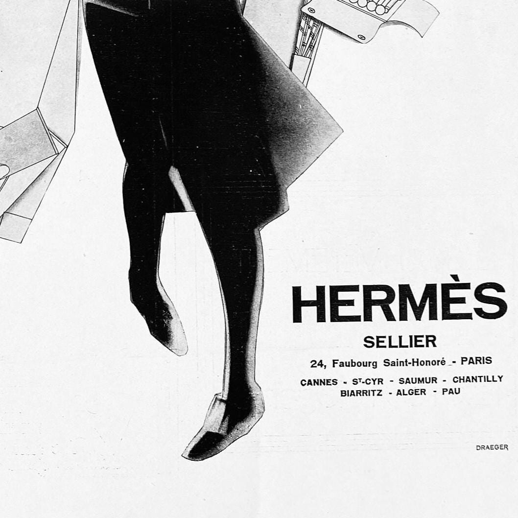Original 1920s Vintage Hermes Golf Woman Advertisement Poster: Authentic French Fashion Print
