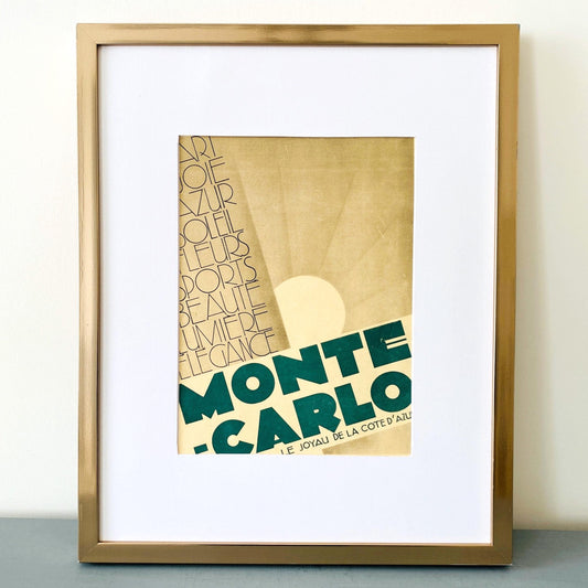 1930s Vintage European City Monaco Monte Carlo Travel Poster, Tourism Wall Art Print, French Mid Century Modern Minimalist Wall Decor Poster