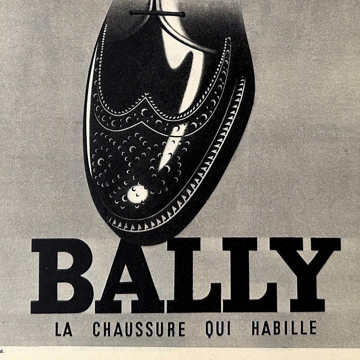 Original 1950s Vintage Bally Shoes Ad Poster by Herve Morvan: Rare French Fashion Print