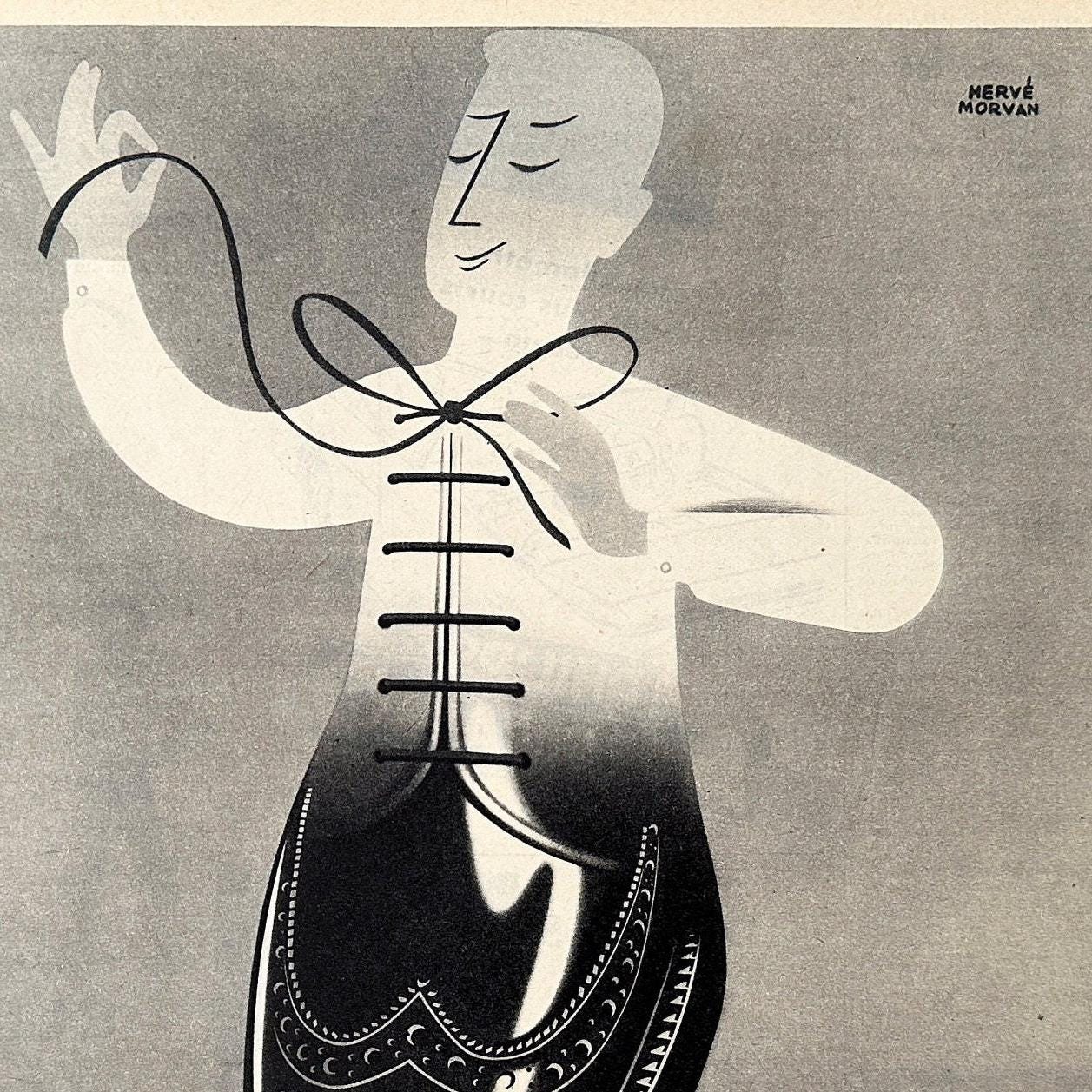 Original 1950s Vintage Bally Shoes Ad Poster by Herve Morvan: Rare French Fashion Print