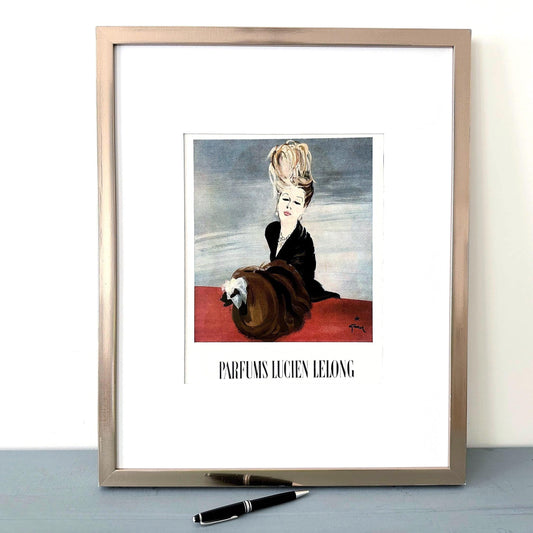 Rene Gruau French Vogue Perfume Ad: 1950s Parisian Fashion Illustration