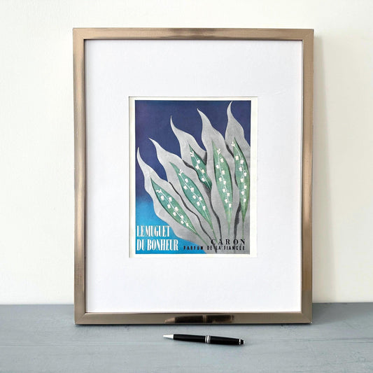 Vintage Caron Lily of the Valley Perfume Ad Print - 1950s Mid Century Modern