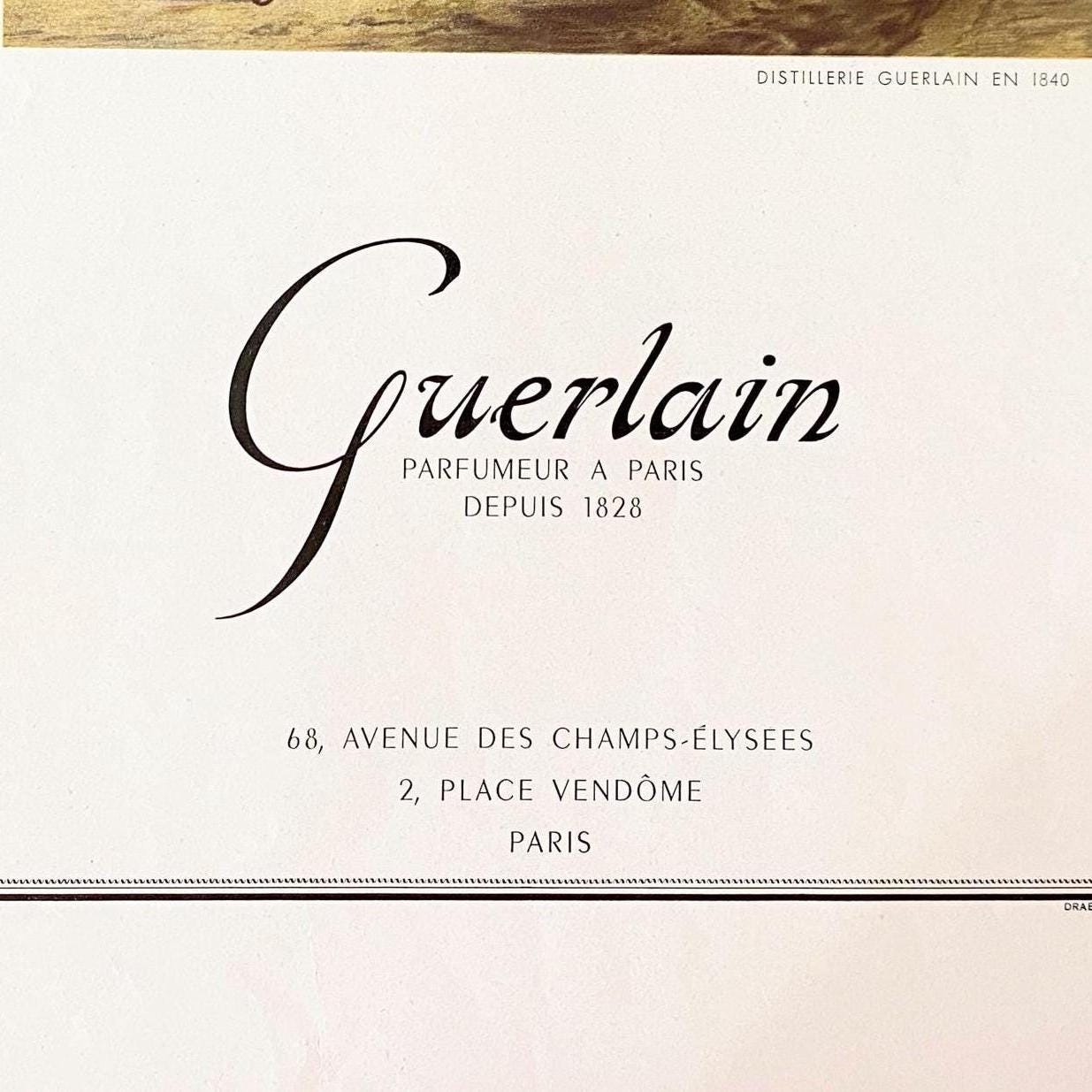 Vintage Guerlain Ad Print: Paris Arc de Triomphe, Authentic French Fashion Poster