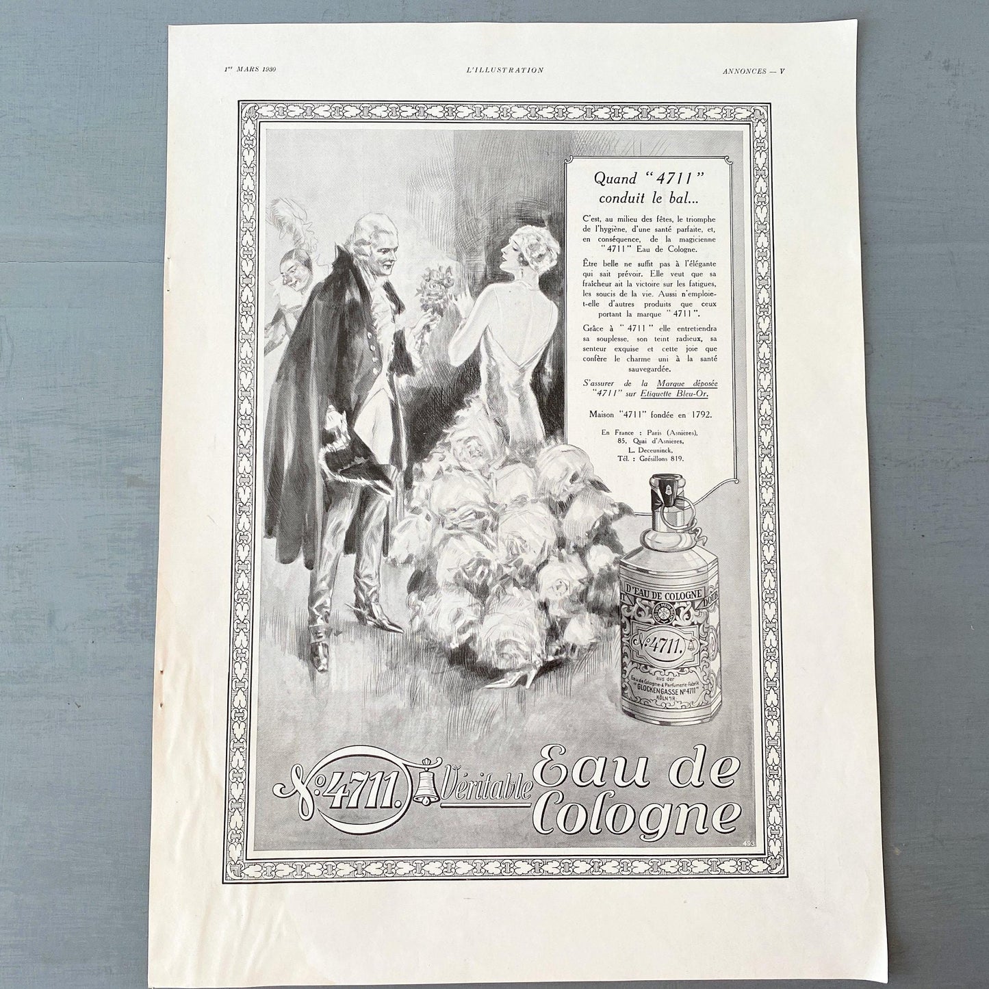 Original Vintage Perfume Cologne 4711 Advertisement Print from French Magazine