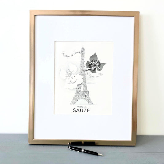 Vintage French Perfume Ad Print: Paris Eiffel Tower, Glam Room Decor