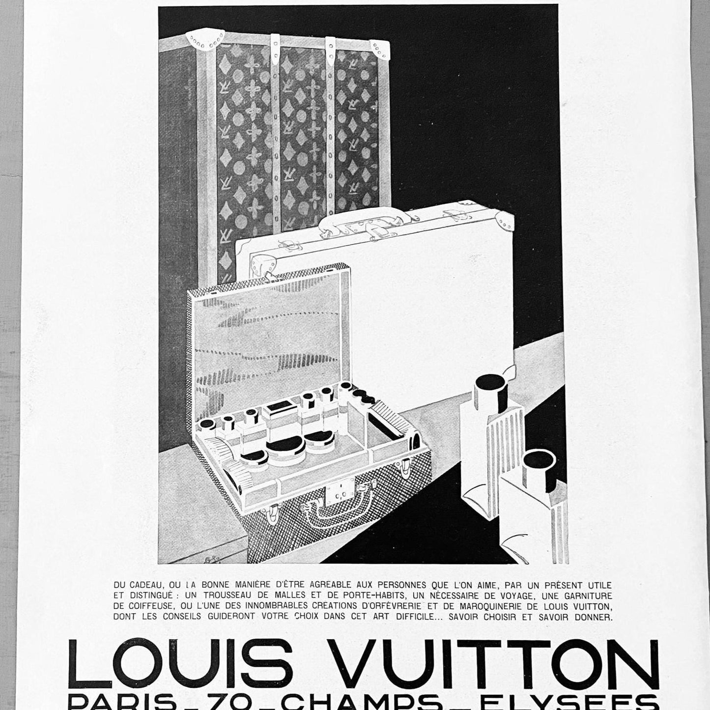 Authentic 1920s Louis Vuitton Ad Poster: Rare Original French Vintage Luggage Print