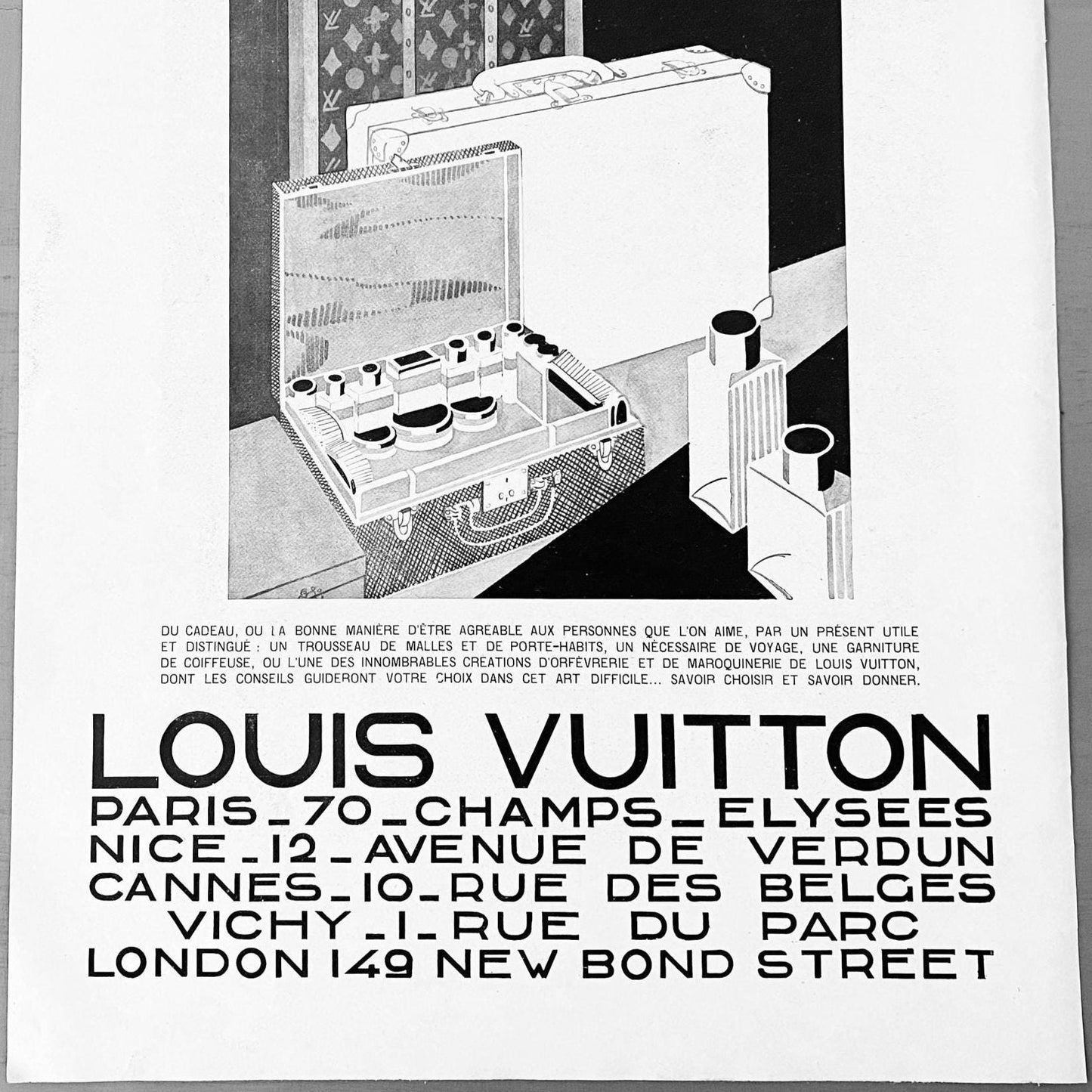 Authentic 1920s Louis Vuitton Ad Poster: Rare Original French Vintage Luggage Print