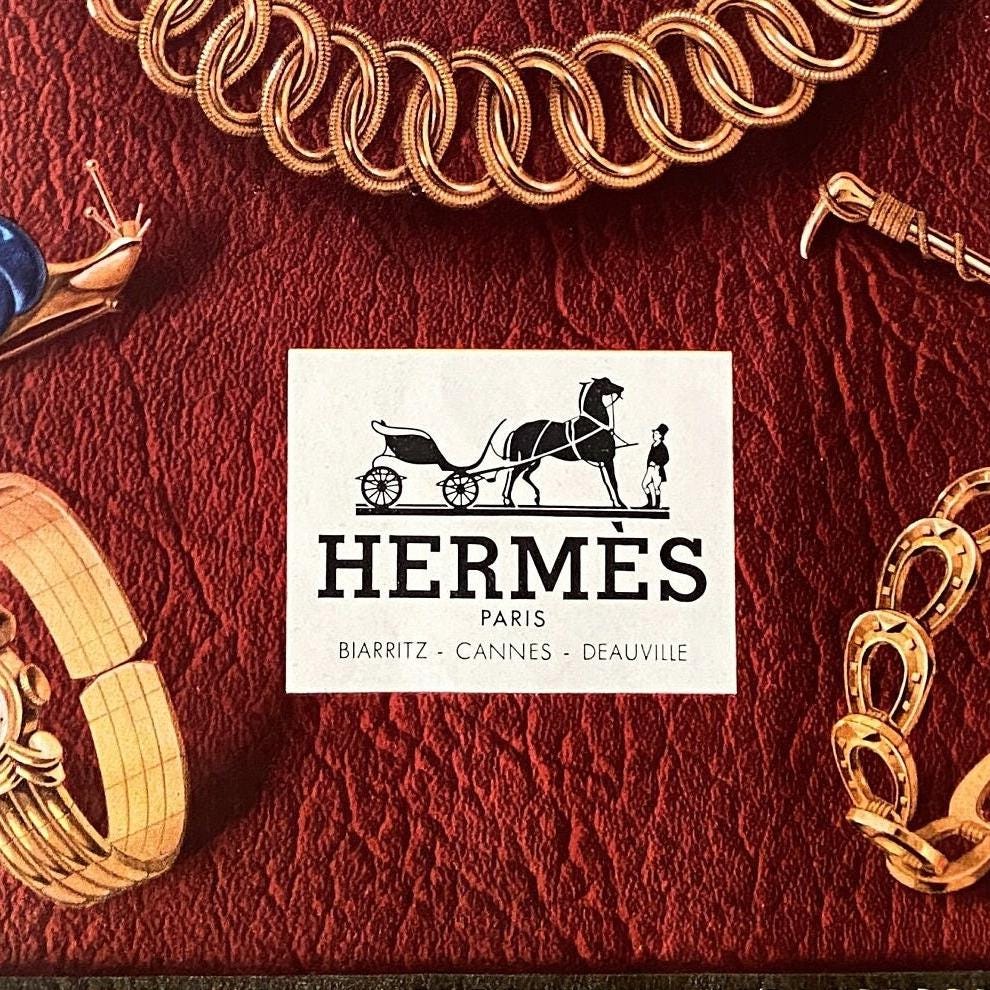 Original 1950s Vintage Hermes Jewelry Advertisement Print: Authentic Mid-Century French Fashion Poster