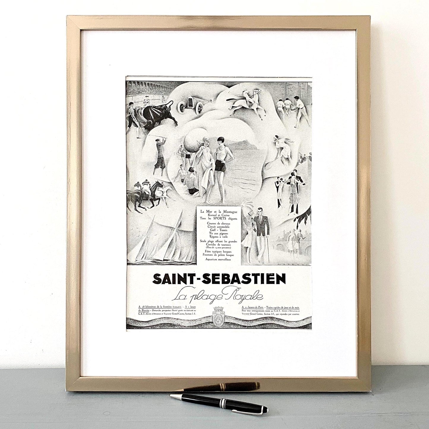 Authentic 1920s Vintage St Sebastien Beach Poster: Original French Travel Print