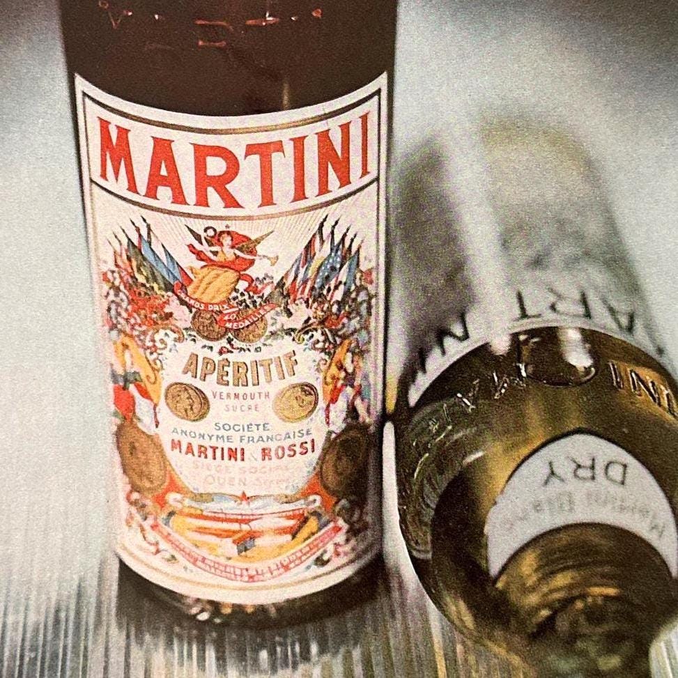 Vintage Martini Ad Poster: 1950s Retro Kitchen Bar Wall Art