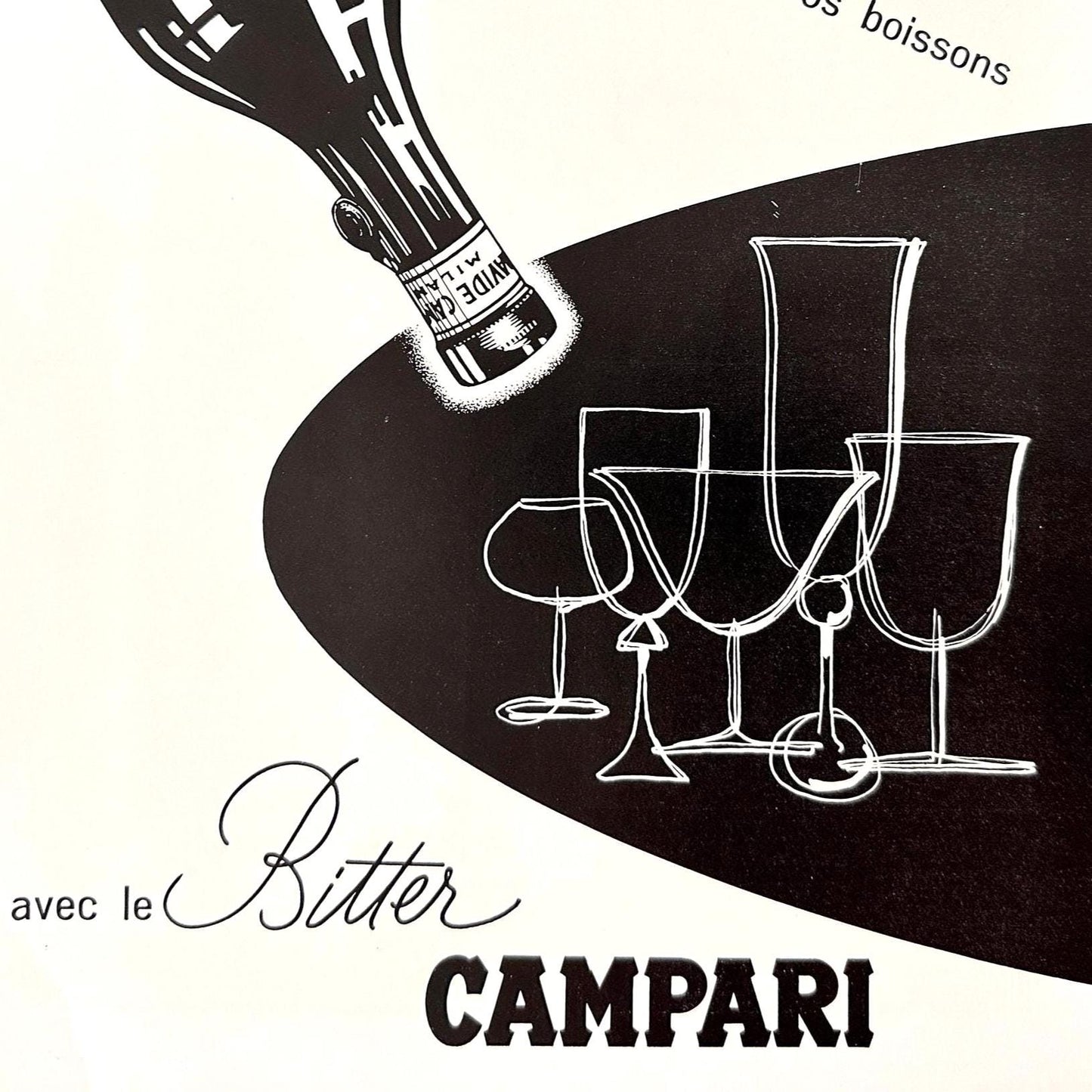 Vintage Campari Bitter Ad Poster: Mid-Century Modern Alcohol Wall Art