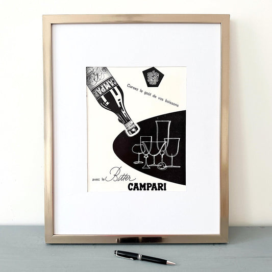 Vintage Campari Bitter Ad Poster: Mid-Century Modern Alcohol Wall Art
