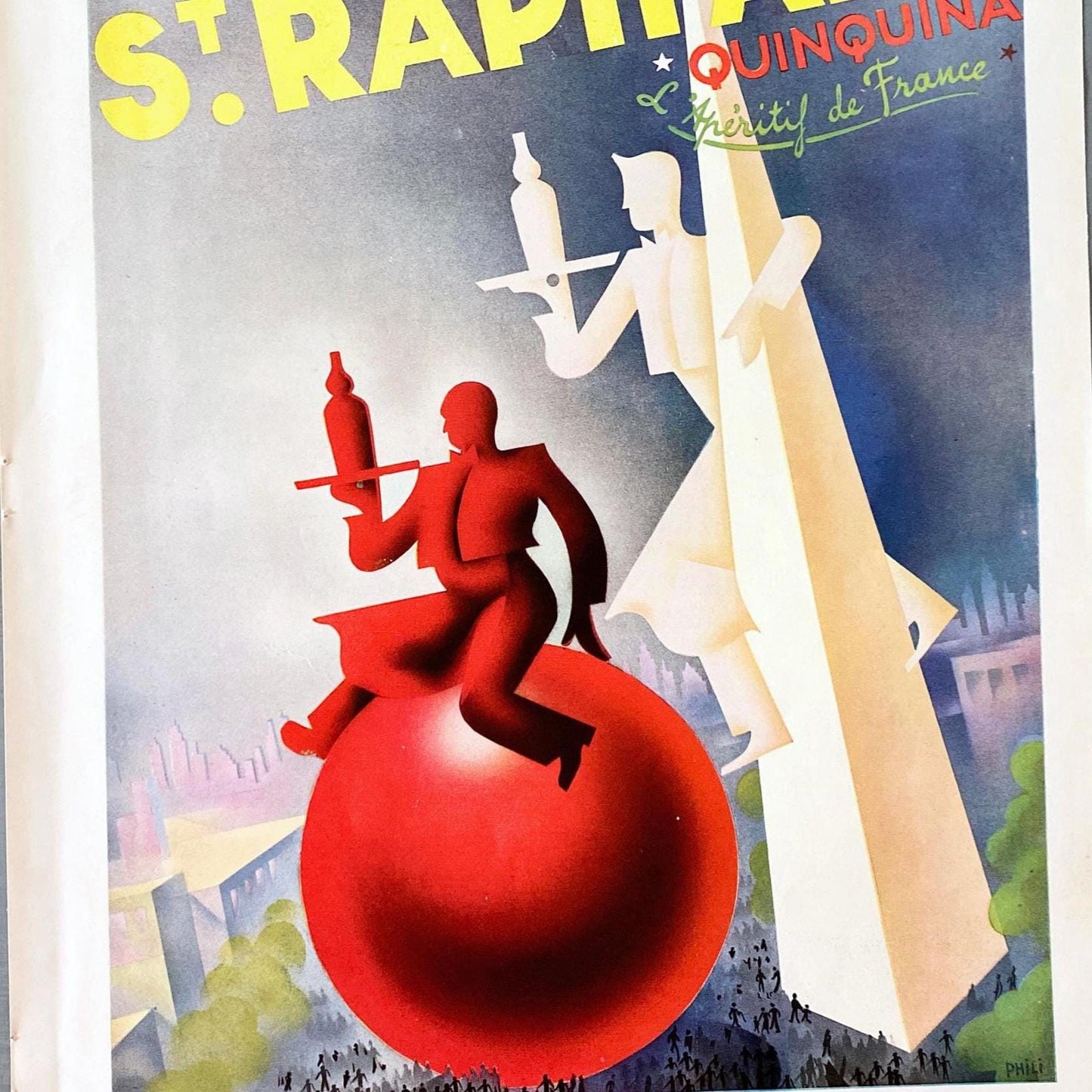 Original Vintage St Raphael Aperitif Ad Poster, Retro Midcentury Alcohol Wall Art Print Cocktail Lover Gift Mid Century Man Cave Art