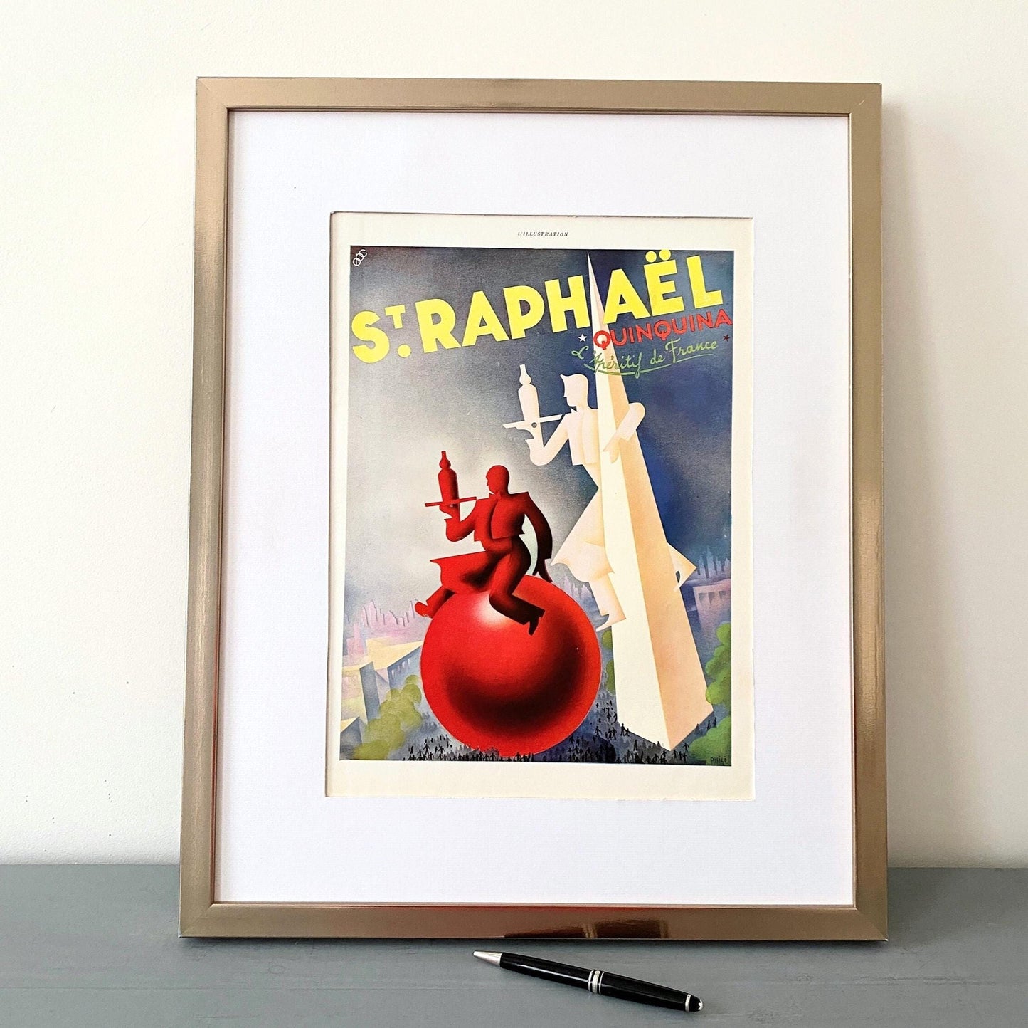 Original Vintage St Raphael Aperitif Ad Poster, Retro Midcentury Alcohol Wall Art Print Cocktail Lover Gift Mid Century Man Cave Art