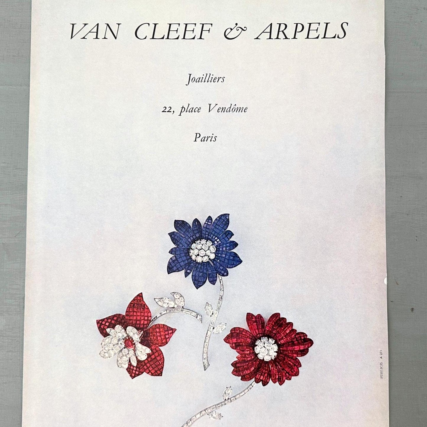 Vintage Van Cleef & Arpels Jewelry Ad: 1960s Mid-Century Modern Print