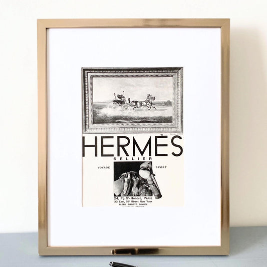 Original 1930s Vintage Hermes Travel Bag Ad Wall Poster: Authentic Print from French Magazine