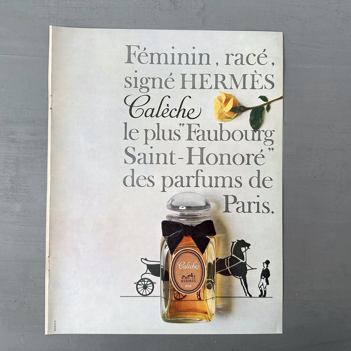 Original 1960s Vintage Hermes Ad Wall Art Print: Authentic French Perfume Poster