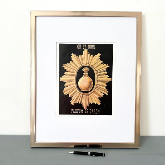 1950s Caron Perfume Ad Print: Vintage French Glam Room Wall Art