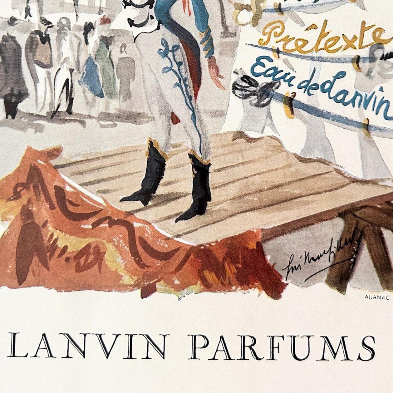 Authentic 1950s Vintage Lanvin Perfume Ad Print: Retro Parisian Wall Art Poster