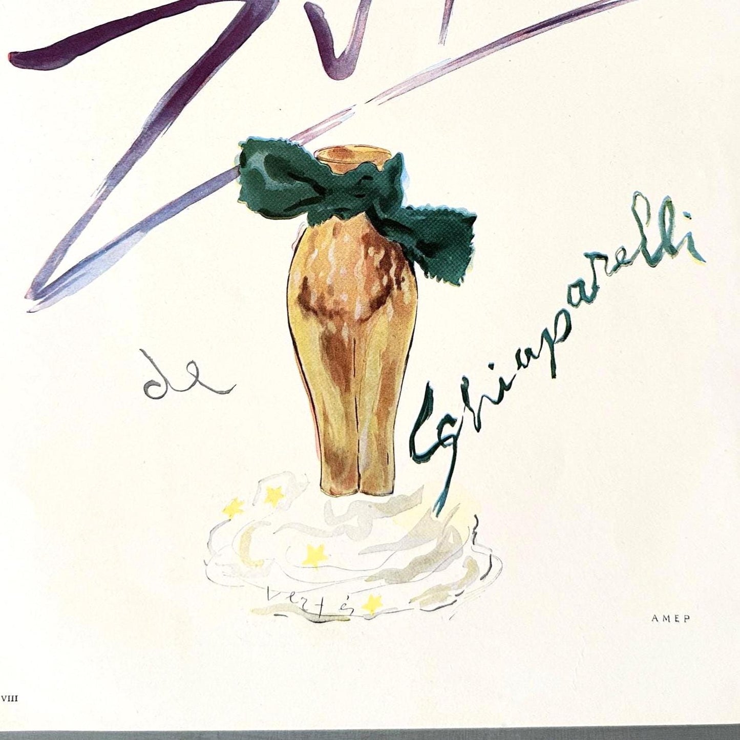 Schiaparelli Perfume Ad Poster: 1950s French Mid-Century Modern Wall Art