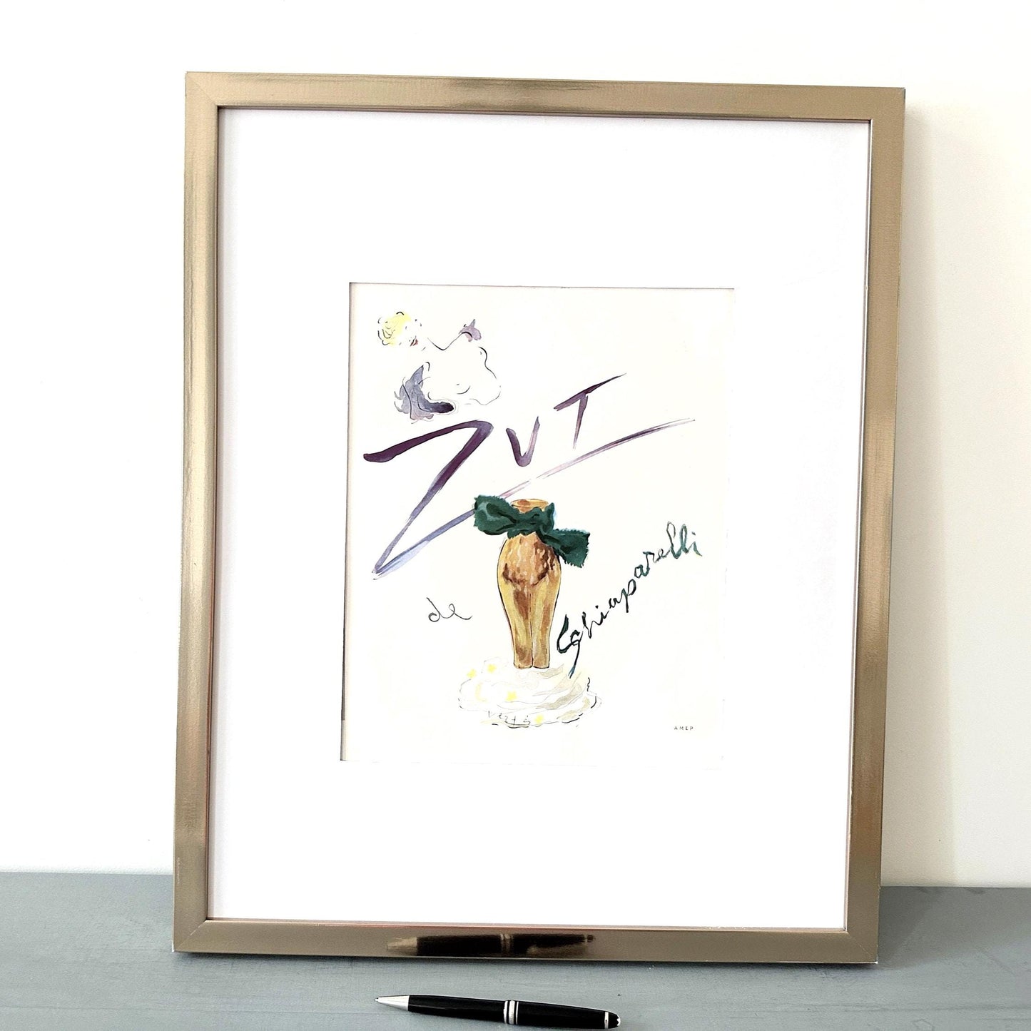 Schiaparelli Perfume Ad Poster: 1950s French Mid-Century Modern Wall Art