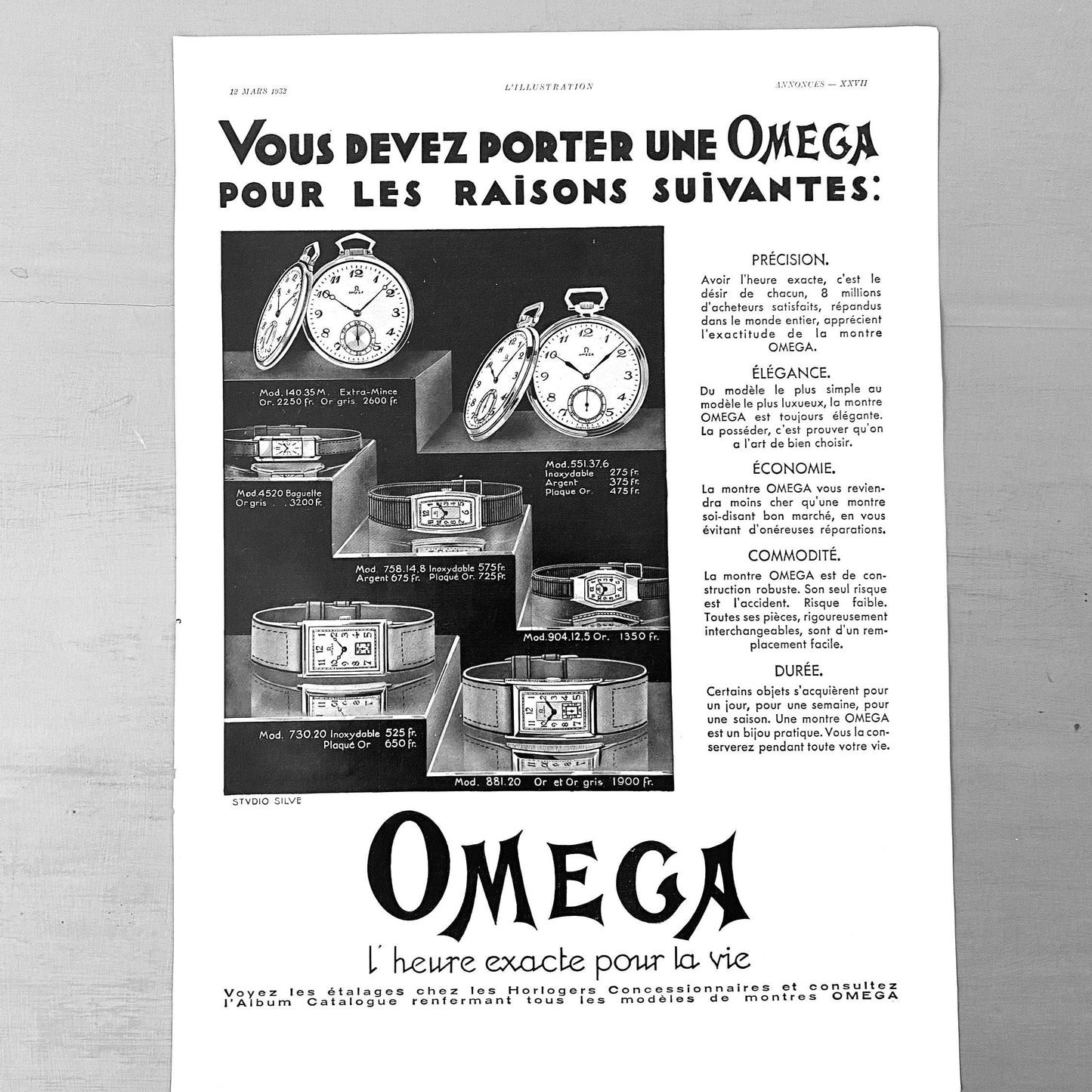 1930s Omega Watch Ad Poster: Rare Swiss Vintage Print