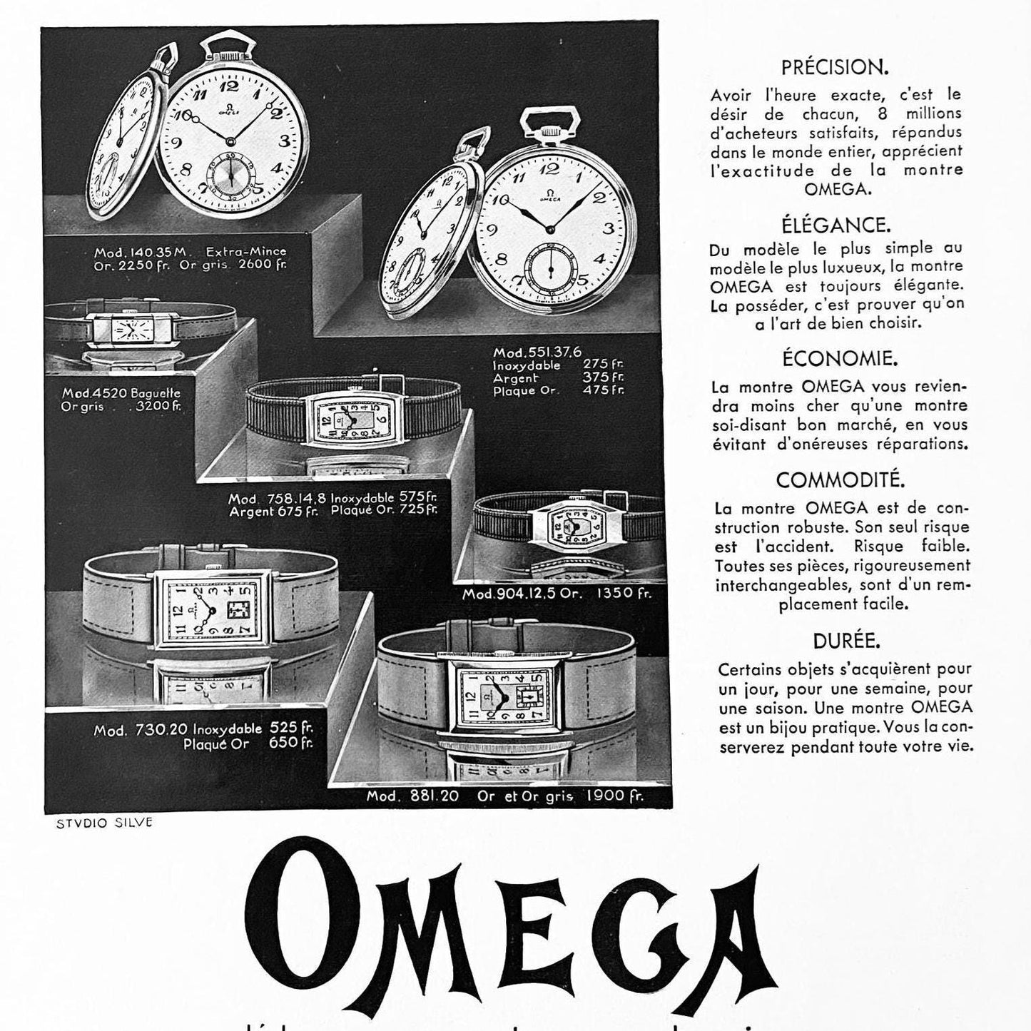 1930s Omega Watch Ad Poster: Rare Swiss Vintage Print