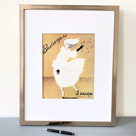 Original 1950s Vintage Galion Perfume Ad Print: Mid-Century French Glam Decor