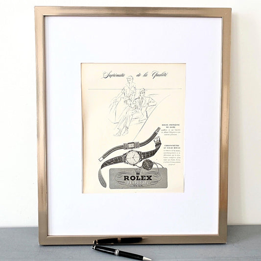 Original 1950s Vintage Rolex Swiss Watch Ad Poster, Unique Gift for Best Friend or Watch Collector, Print Ready to Frame,  Living Room Decor