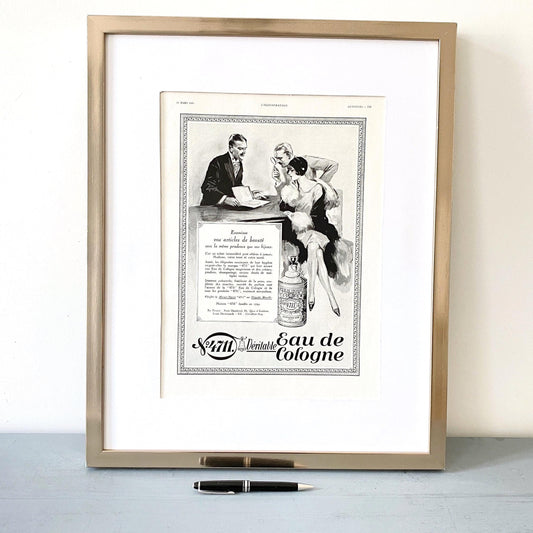 1930s 4711 Cologne Ad Print: Art Deco Couple Poster, Rare French Perfume Decor