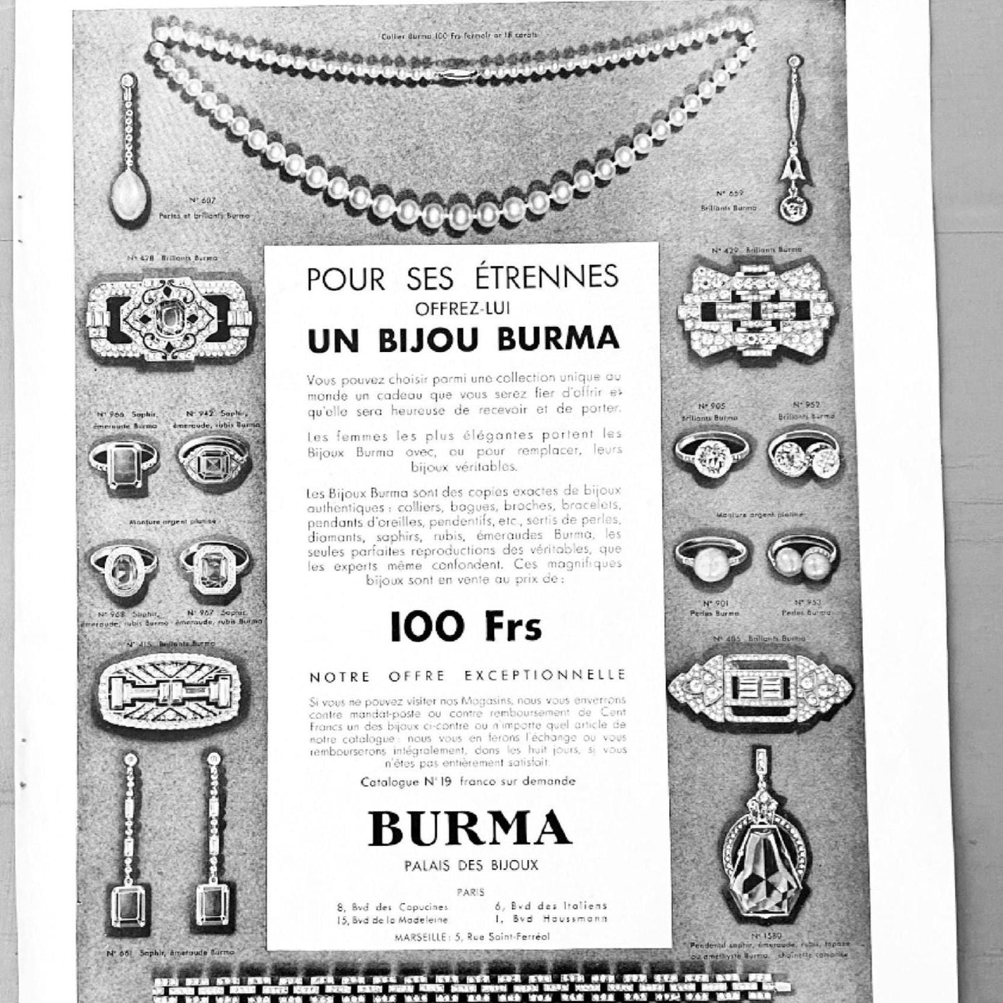 1930s French Jewelry Ad: Rare Vintage Wall Art Print