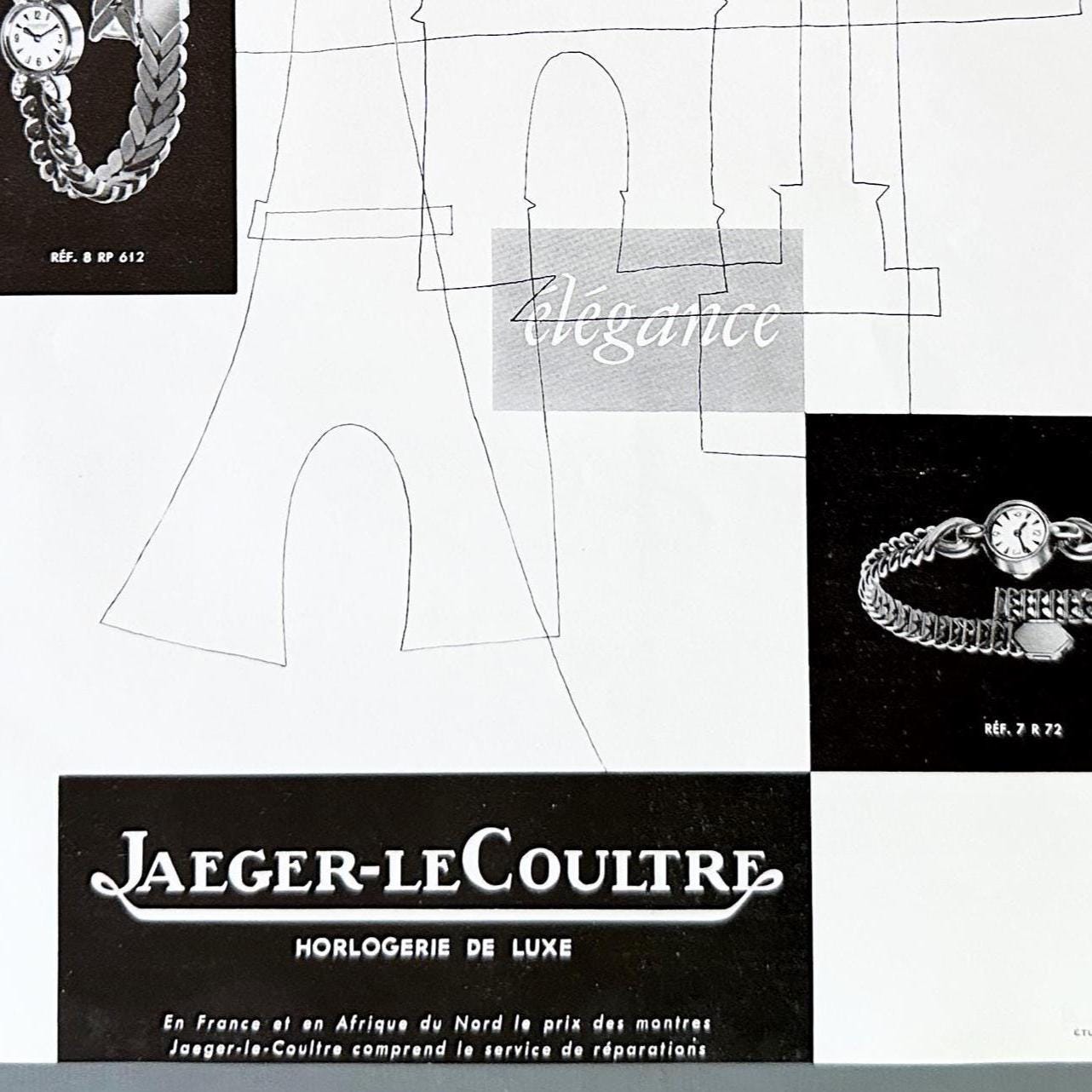 Vintage Jaeger Lecoultre Watch Ad Poster: Swiss Horology Art Deco Print